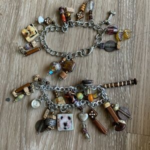 2 dog charm bracelets for boho look